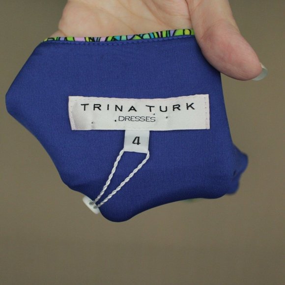 Trina Turk Lasi Mod Tropical Leaf Sheath Dress Women's Size 4 Boat Neck NWT - Picture 5 of 7